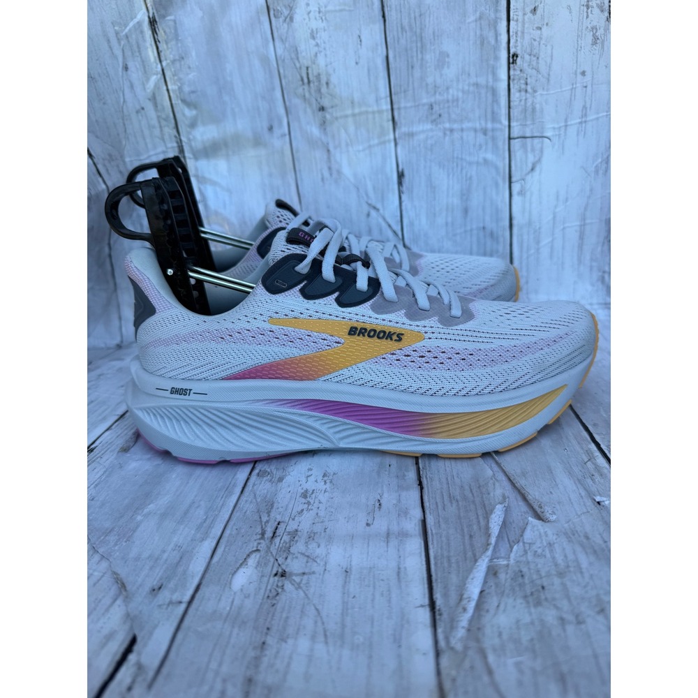 Brooks Ghost 17 Womens Running Shoes Grey Pink Yellow DNA LOFT v3 Cushioning